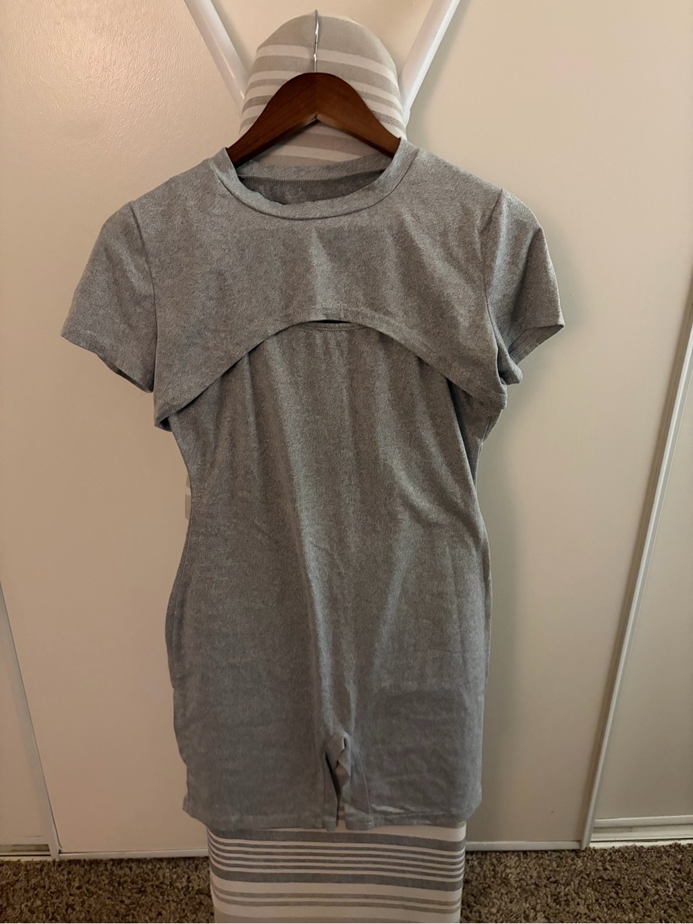 Grey Short Sleeve Layered bodysuit